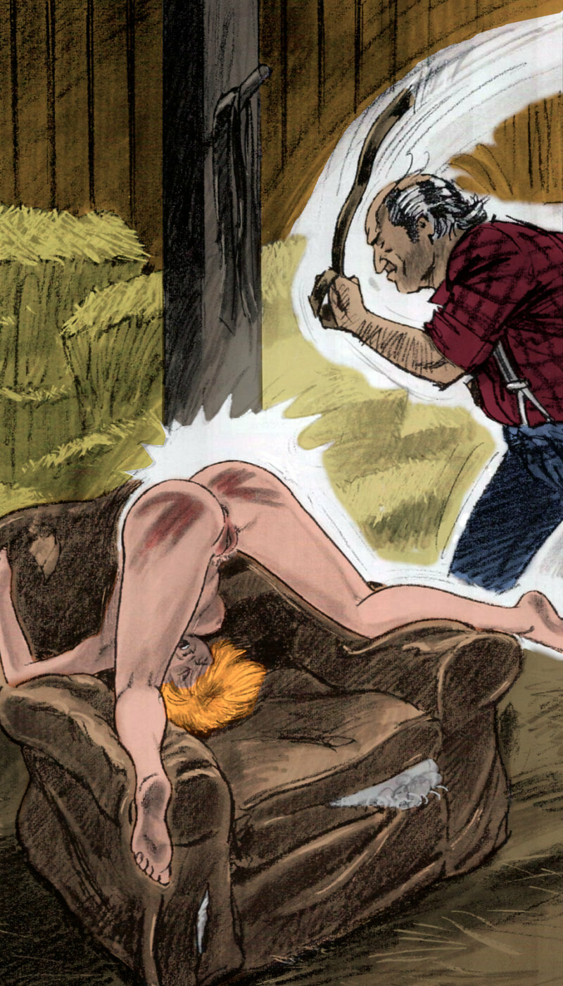 Girl belted in barn (by Anton). Colorized. — 15